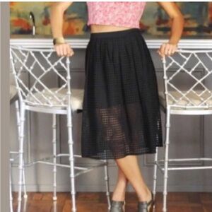 Mango Fresita Illusion Eyelet Midi Skort Size 4 Black High Waist